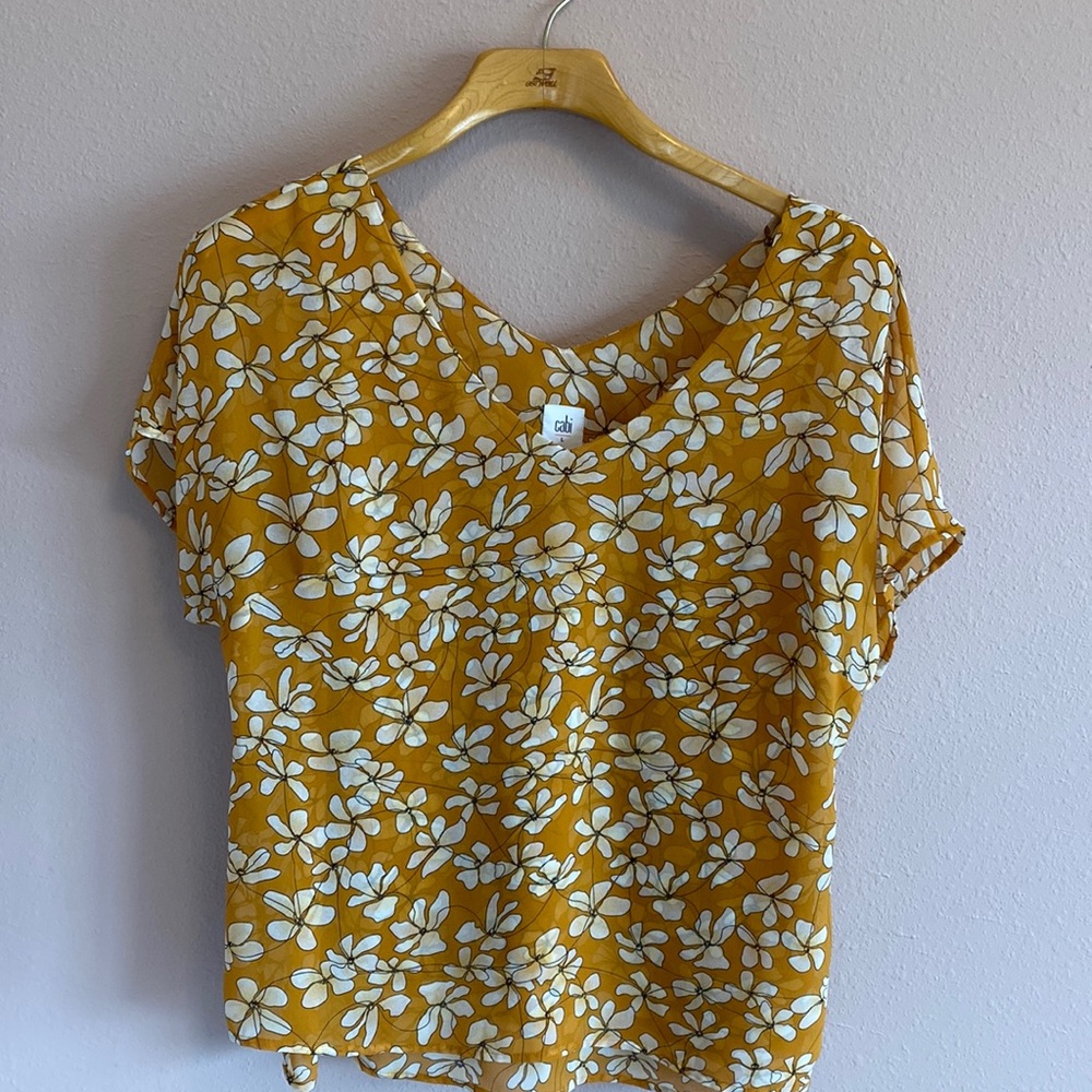 Mustard Yellow Floral Short Sleeve Blouse